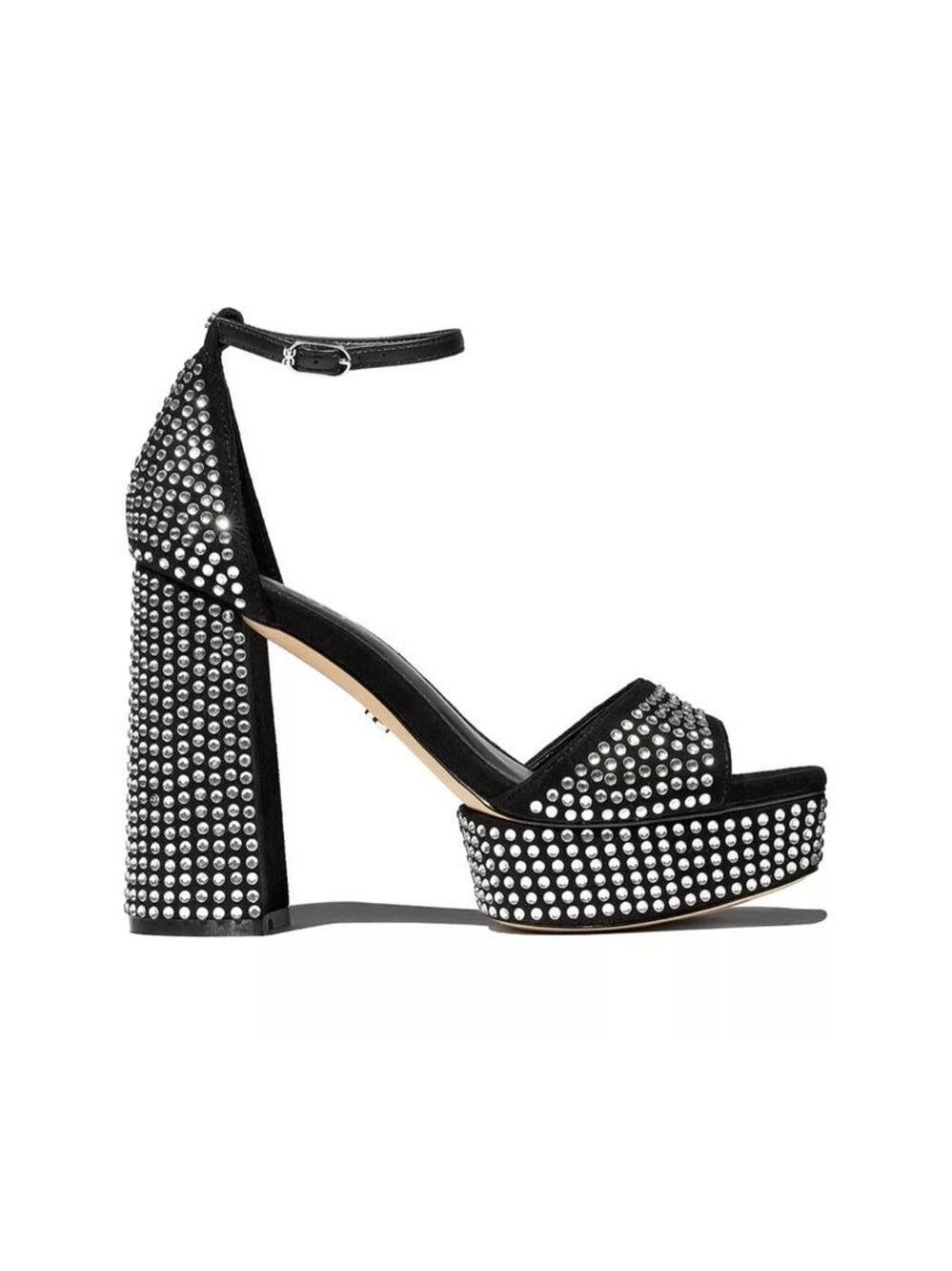 Nib Sam Edelman Nellie Glitz Platform Black Sandals